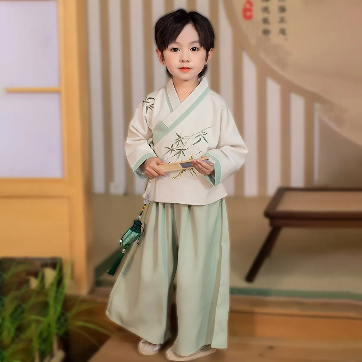 Boys Hanfu Two Piece Set Traditional Chinese Outfit