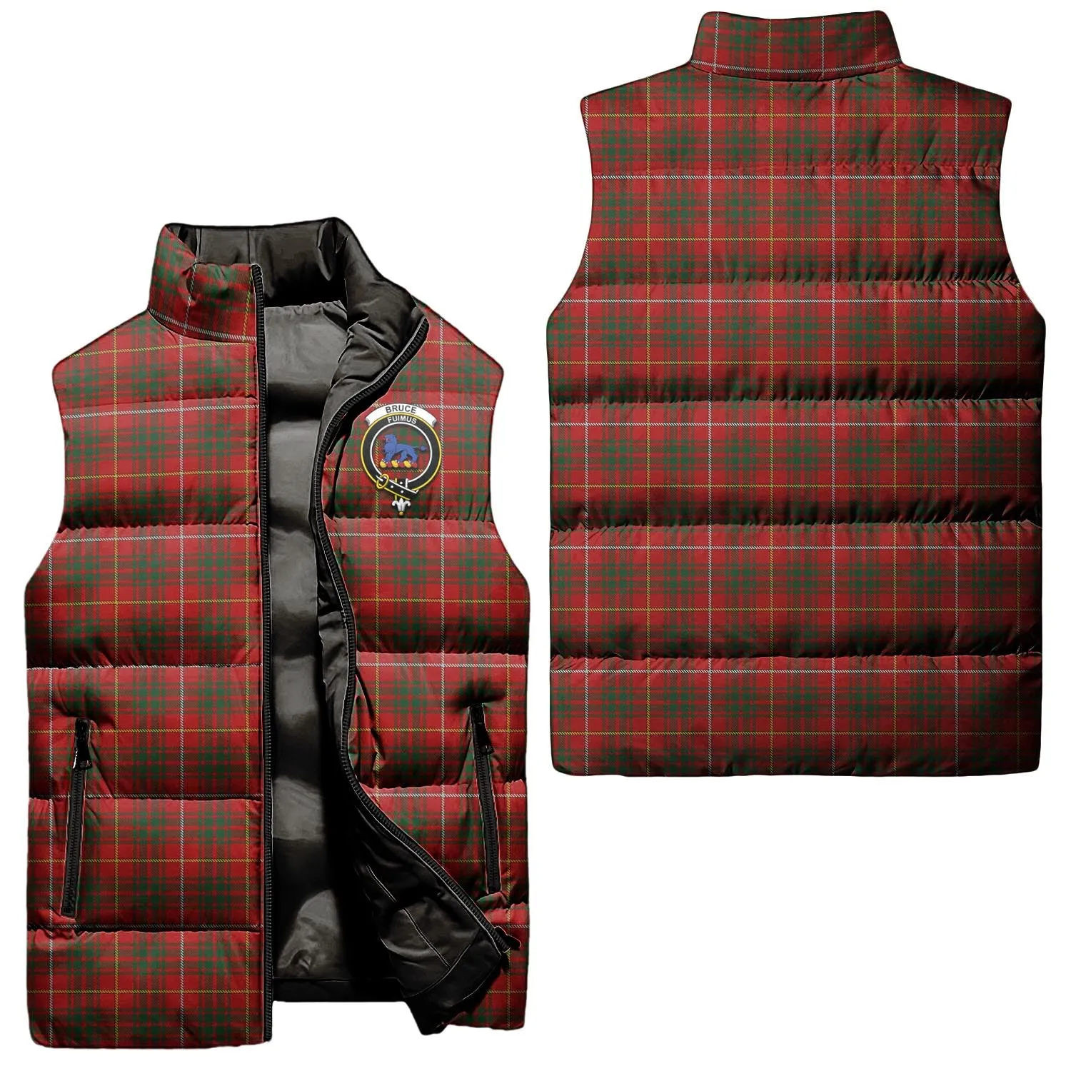 Bruce Tartan Sleeveless Puffer Jacket with Family Crest