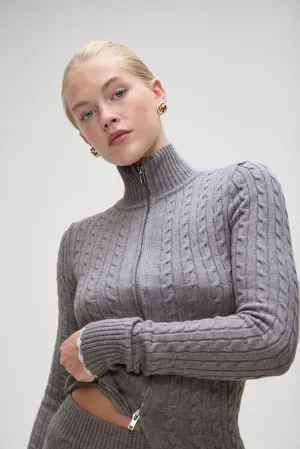 Carter Cable Knit Sweater - Rain Cloud