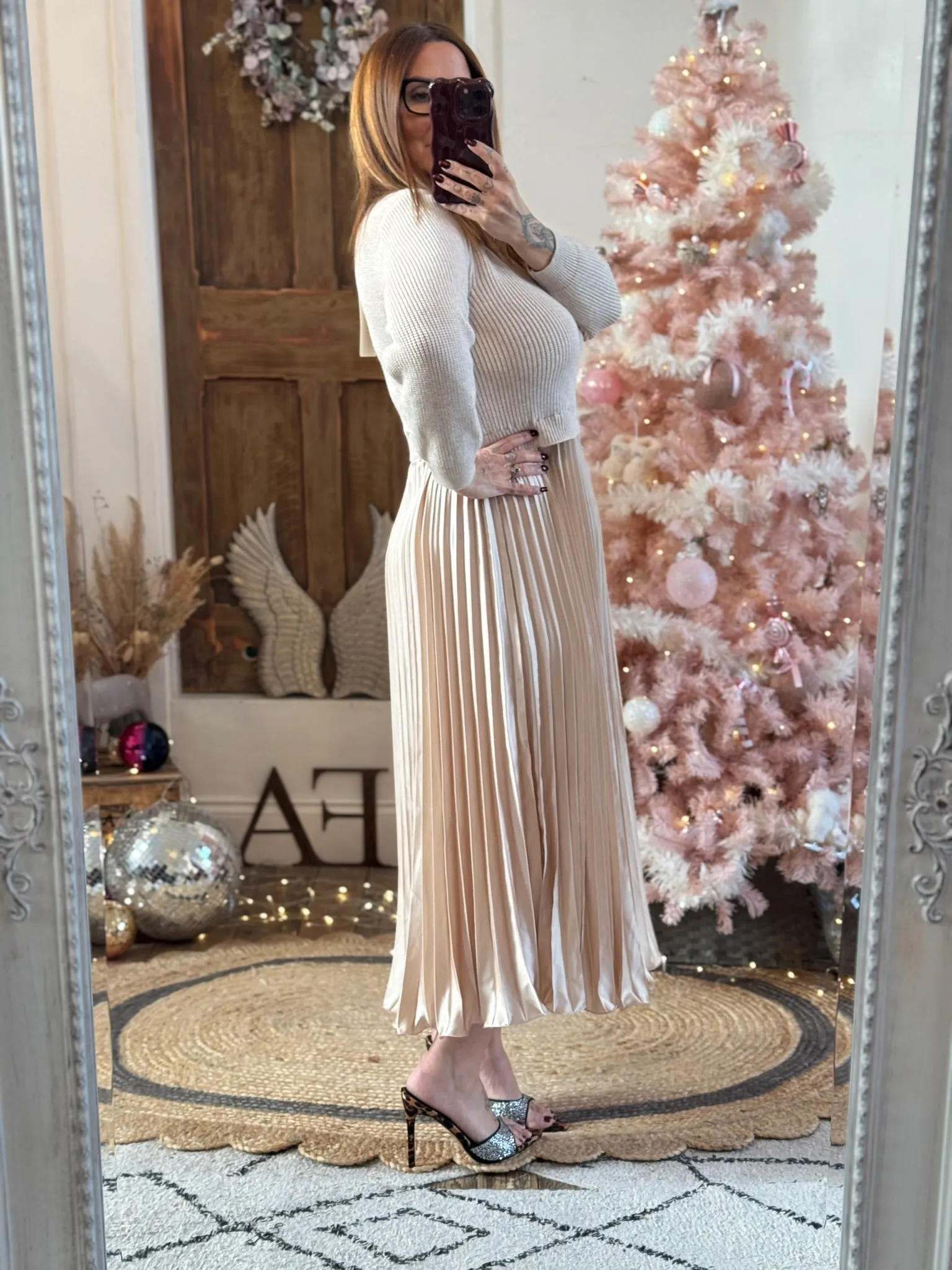 Champagne Sylvie Pleated Jumper Style Maxi Dress