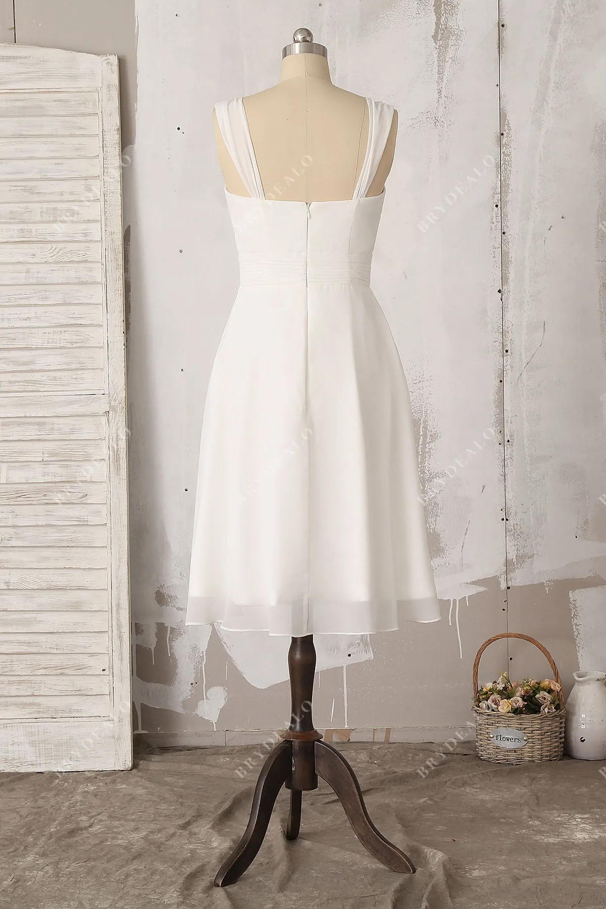 Chiffon Ruffles Knee Length Bridal Shower Dress