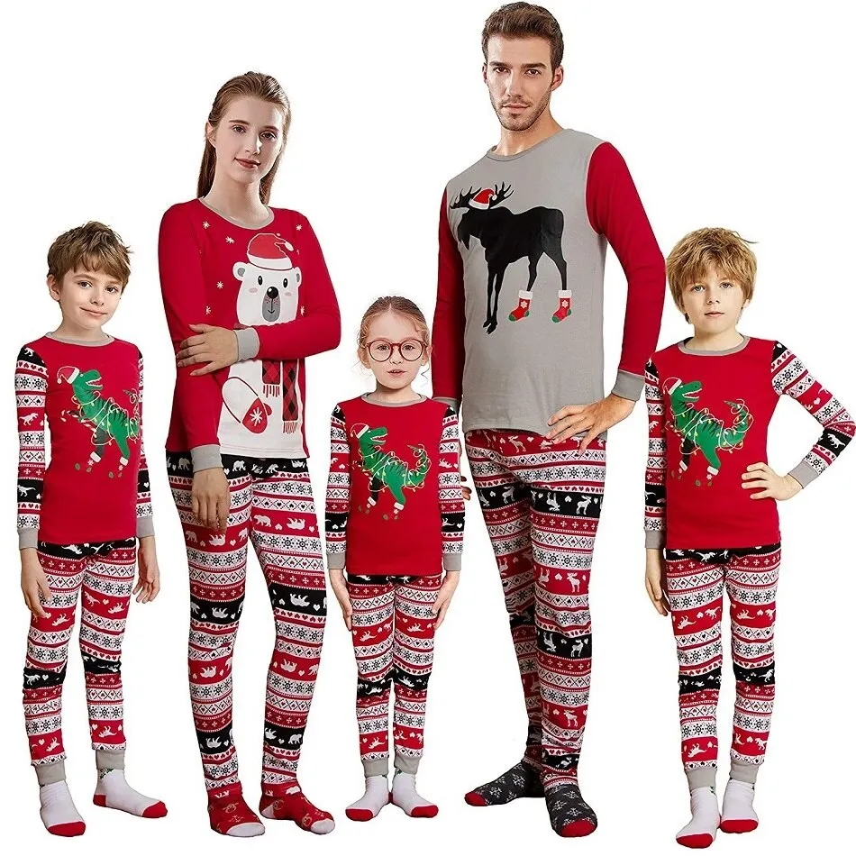 Christmas Matching Family Pyjamas Pajamas Sleepwear Mommy and Me  Clothes Matching  Set Santa Claus Father Mother Kids Xmas