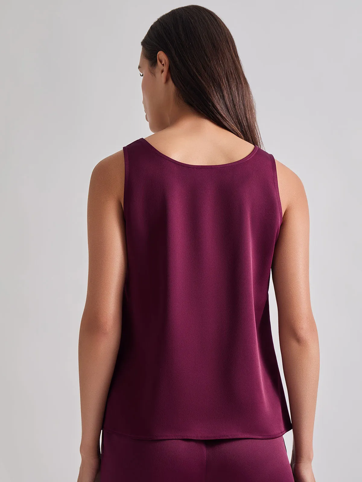 Classic Crepe de Chine Tank Top, Sangria