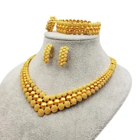 Classic V shape Gold color bridal wedding jewelry sets