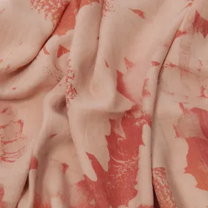 Coral Floral Linen Fabric 117