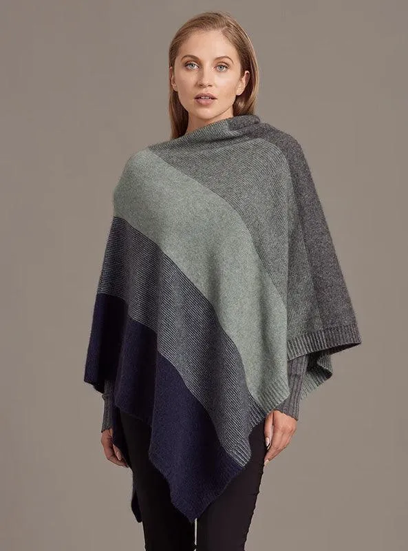 Cosy Colourful Merino Possum Silk Ombre Poncho