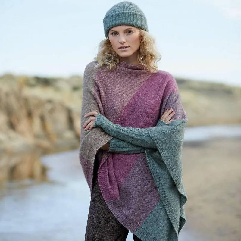 Cosy Colourful Merino Possum Silk Ombre Poncho