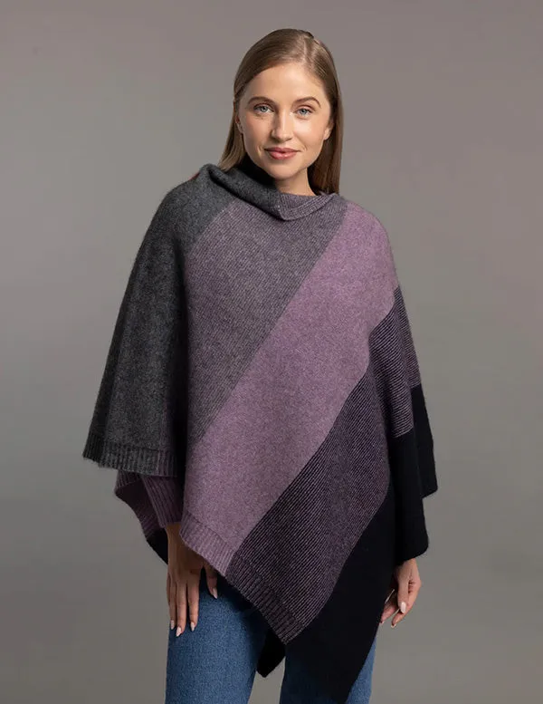 Cosy Colourful Merino Possum Silk Ombre Poncho