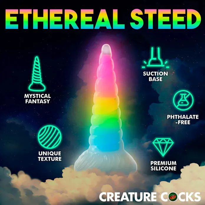 Creature Cocks Uni-Glow Glow-in-the-Dark Rainbow Silicone Dildo