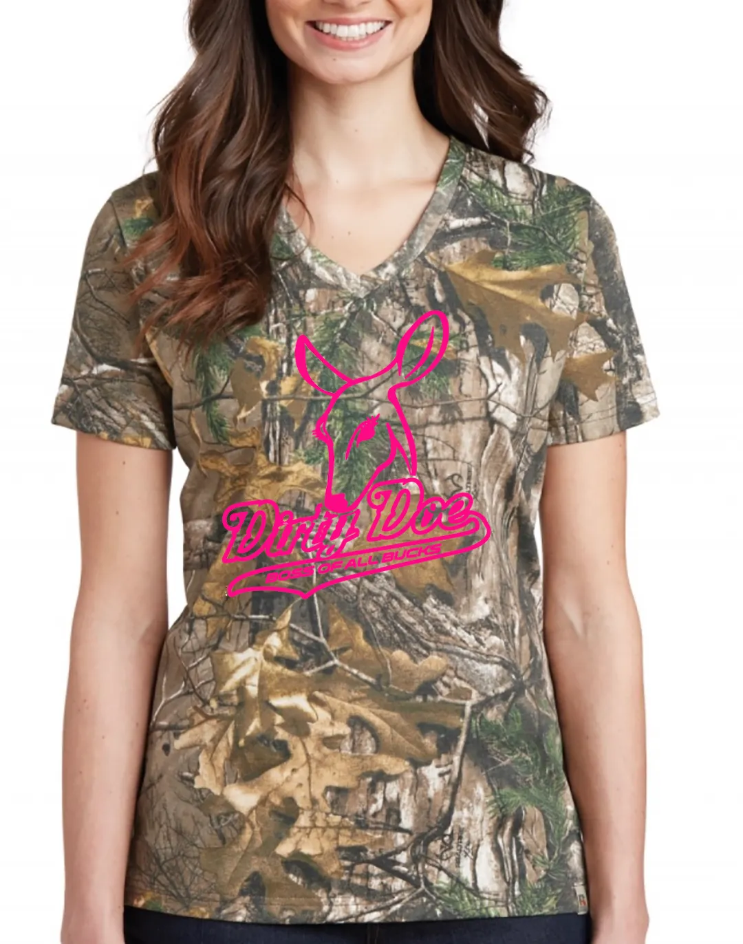 Dirty Doe  Boss of All Bucks Camo Shirts With Neon Pink or Neon Orange