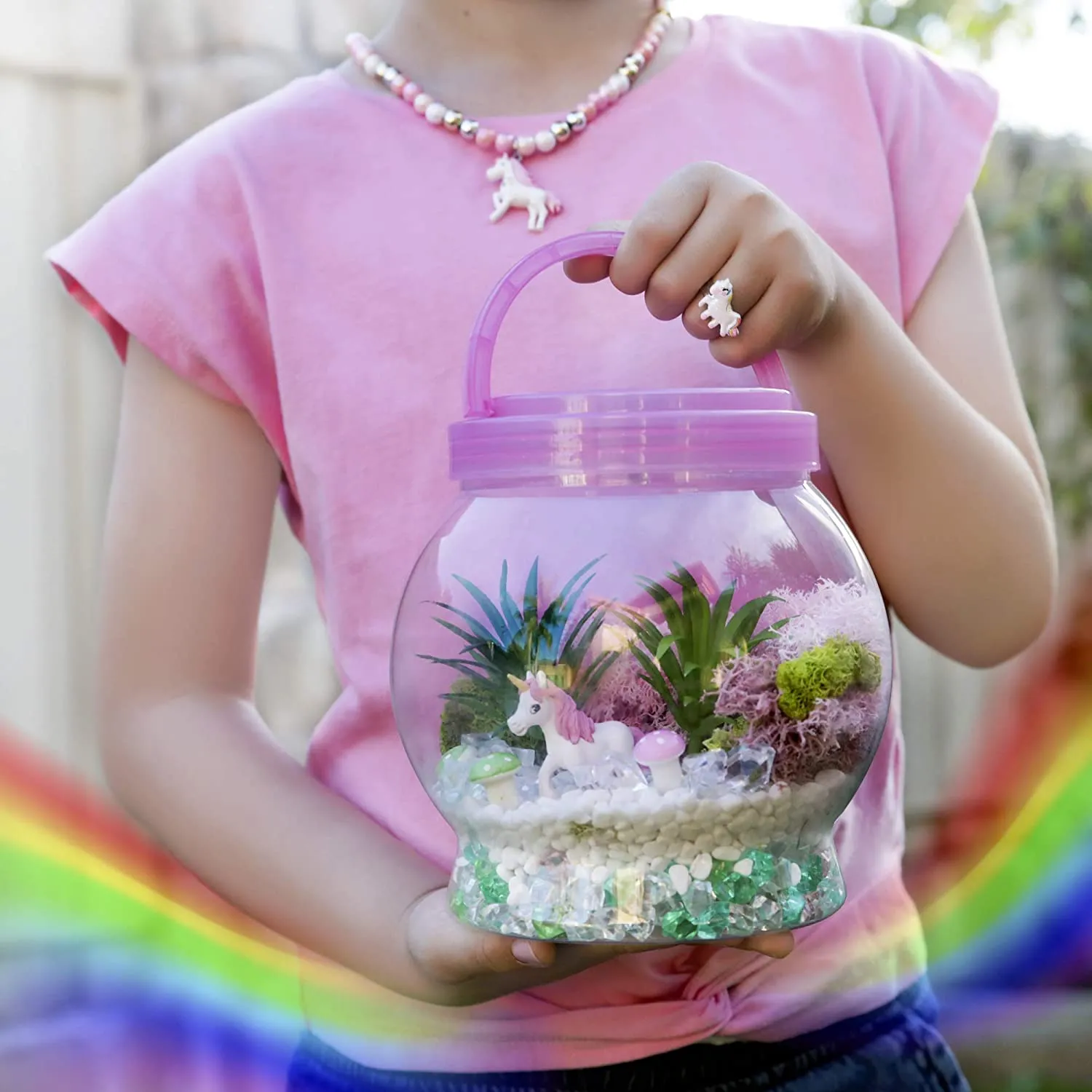 DIY Light up Unicorn Terrarium Kit for Kids with LED Mushroom Lights