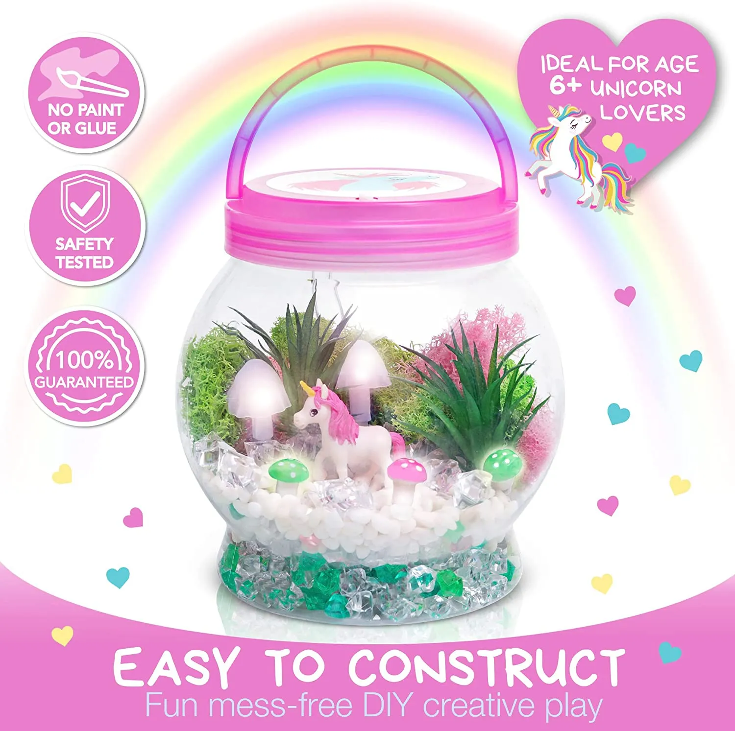 DIY Light up Unicorn Terrarium Kit for Kids with LED Mushroom Lights