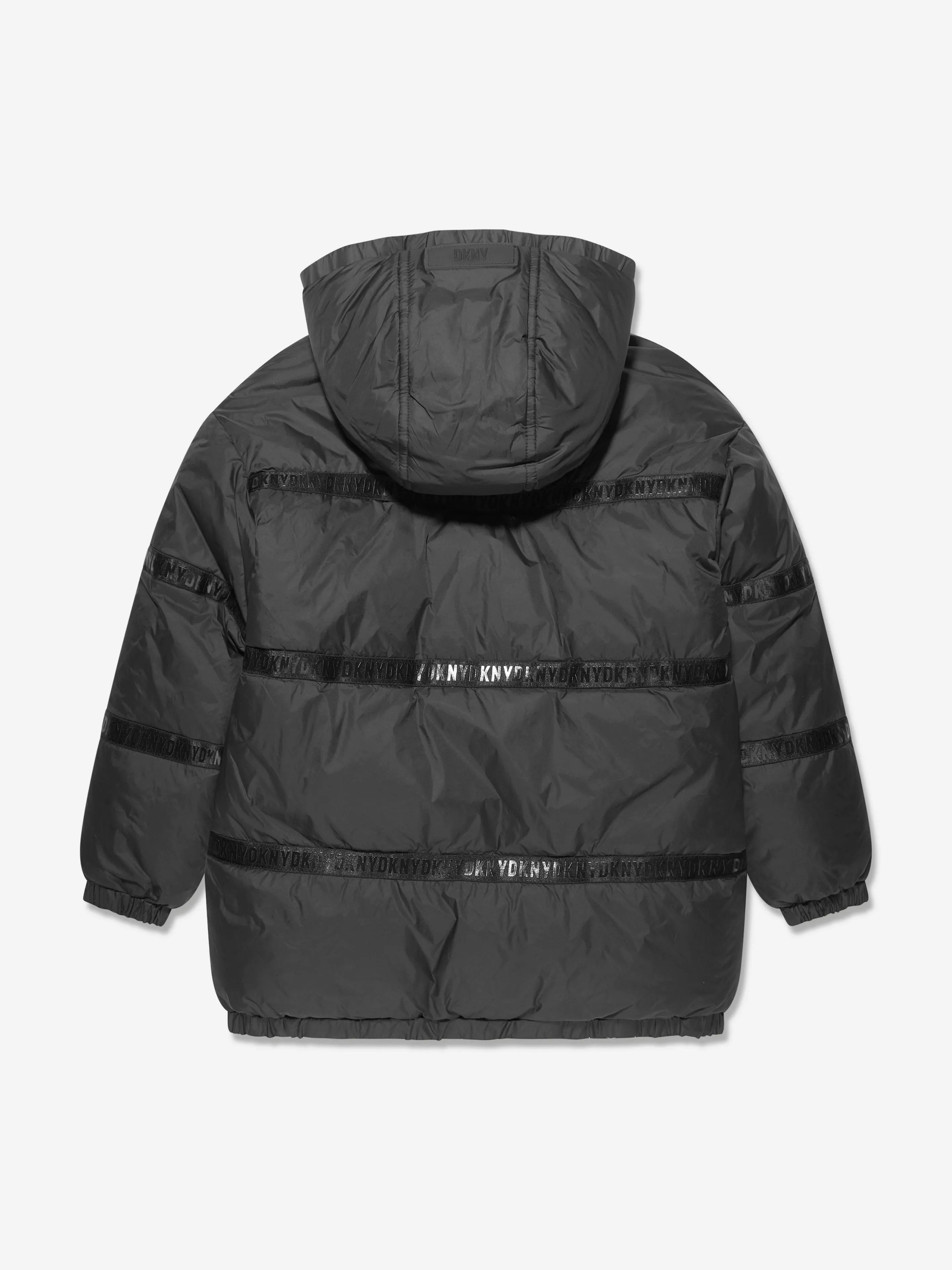 DKNY Girls Reversible Down Puffer Jacket in Black