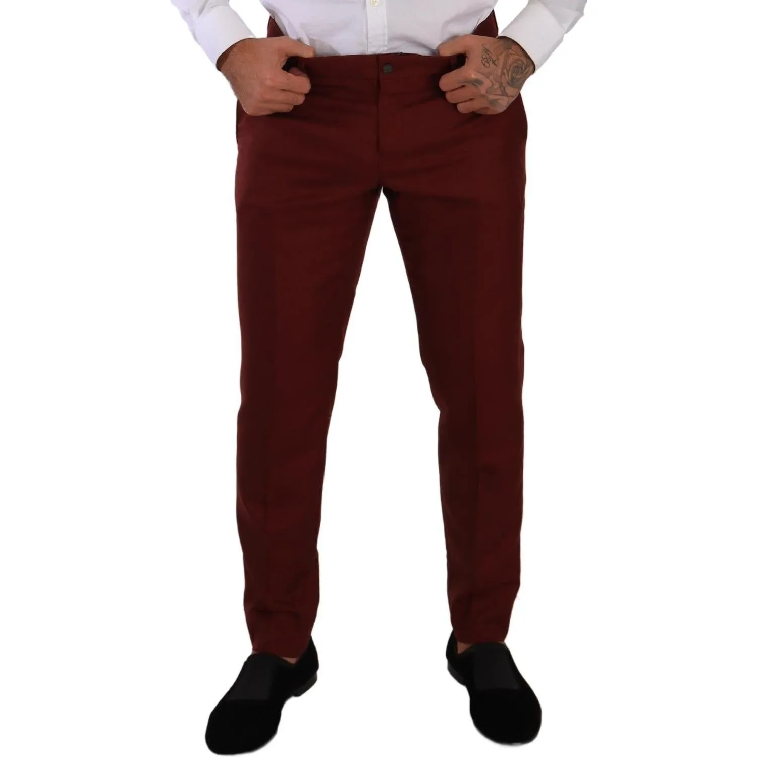 Dolce & Gabbana Elegant Cashmere-Silk Red Dress Pants