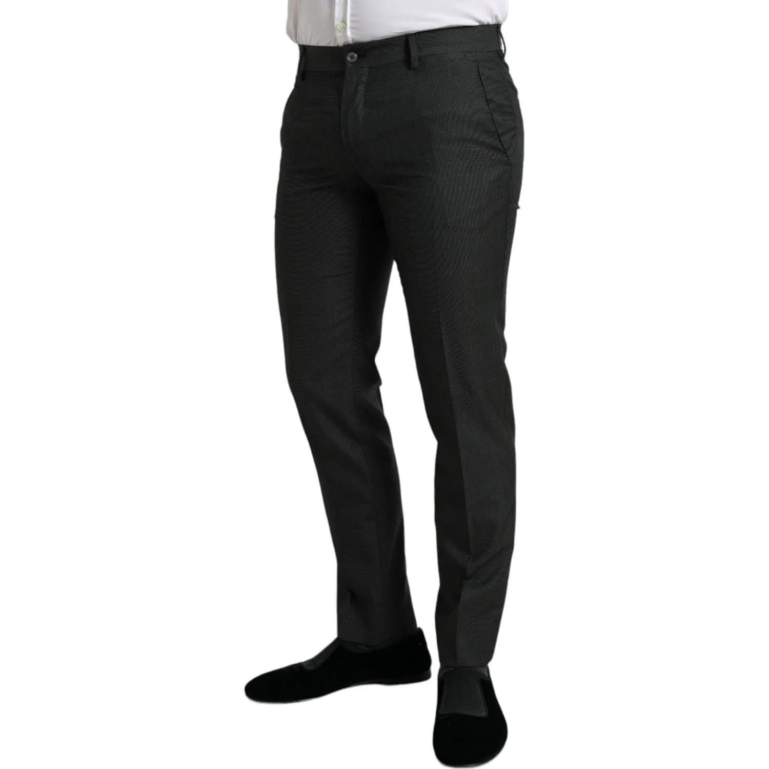 Dolce & Gabbana Elegant Dark Grey Skinny Dress Pants