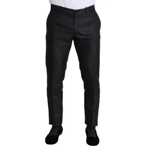 Dolce & Gabbana Elegant Metallic Black Dress Pants