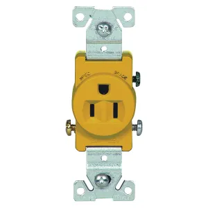 Eaton Wiring Devices 817V-BOX Single Receptacle, 2 -Pole, 125 V, 15 A, Side Wiring, NEMA: NEMA 5-15R, Ivory