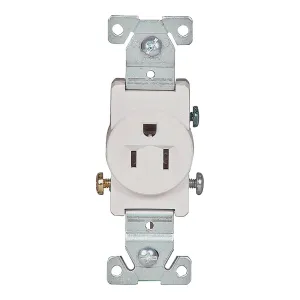 Eaton Wiring Devices 817W-BOX Single Receptacle, 2 -Pole, 125 V, 15 A, Side Wiring, NEMA: NEMA 5-15R, White