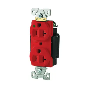 Eaton Wiring Devices AH8300RD Duplex Receptacle, 2 -Pole, 20 A, 125 V, Back, Side Wiring, NEMA: 5-20R, Red