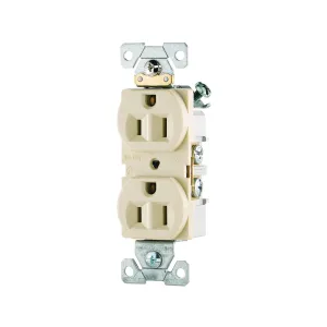 Eaton Wiring Devices CR15V Duplex Receptacle, 2 -Pole, 15 A, 125 V, Side Wiring, NEMA: 5-15R, Ivory