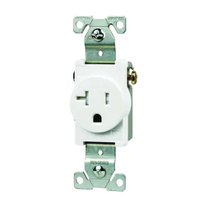 Eaton Wiring Devices TR1877W-BXSP Single Receptacle, 2 -Pole, 125 V, 20 A, Side Wiring, NEMA: NEMA 5-20R, White