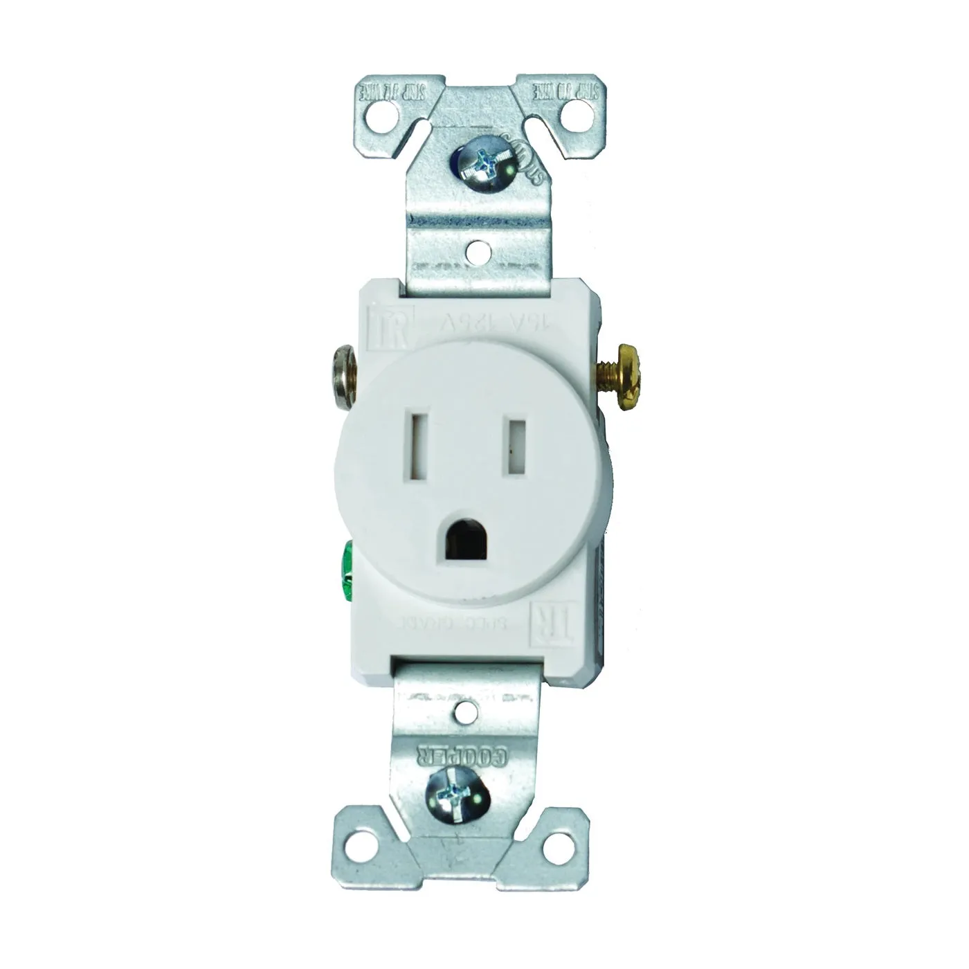 Eaton Wiring Devices TR817W-BOX Single Receptacle, 2 -Pole, 125 V, 15 A, Side Wiring, NEMA: NEMA 5-15R, White