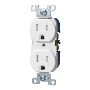 Eaton Wiring Devices TRBR15W-BXSP Duplex Receptacle, 2 -Pole, 15 A, 125 V, Back, Side Wiring, NEMA: 5-15R, White