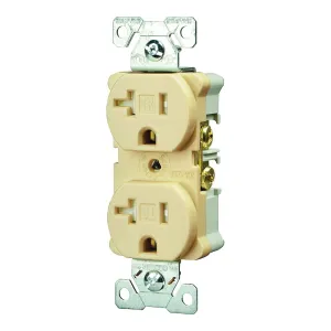 Eaton Wiring Devices TRBR20V-BXSP Duplex Receptacle, 2 -Pole, 20 A, 125 V, Back, Side Wiring, NEMA: 5-20R, Ivory