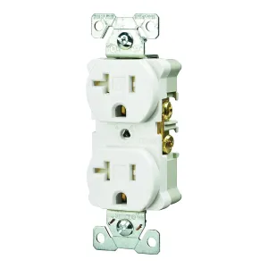 Eaton Wiring Devices TRBR20W-BXSP Duplex Receptacle, 2 -Pole, 20 A, 125 V, Back, Side Wiring, NEMA: 5-20R, White