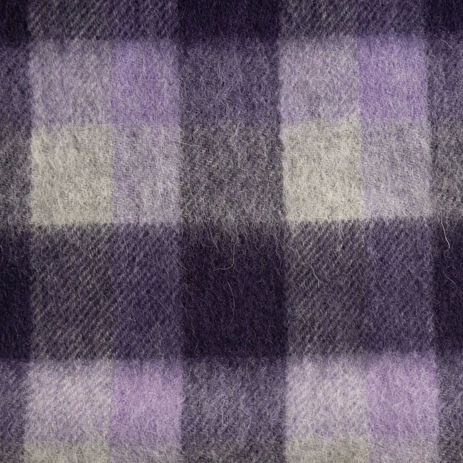 Edinburgh 100% Lambswool Scarf  Big Check 27570 Purple/Oyster