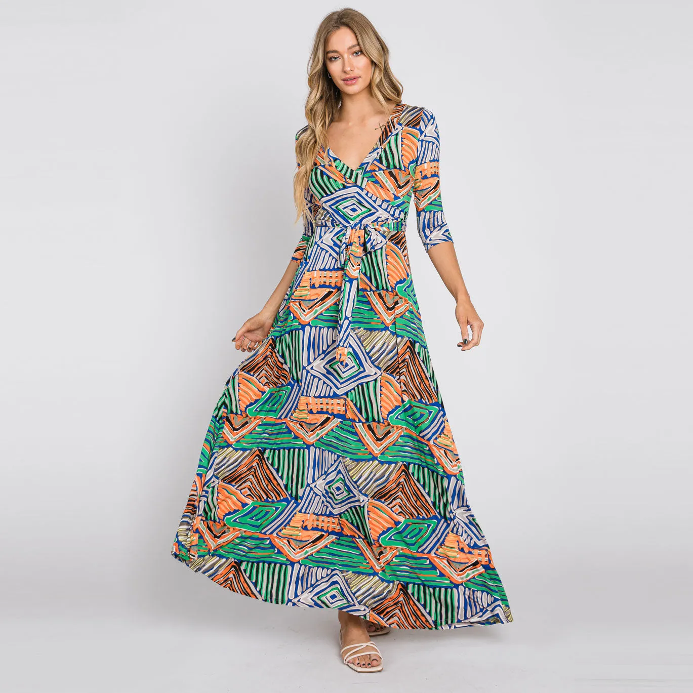 Electric Geo Venechia Maxi Wrap Dress