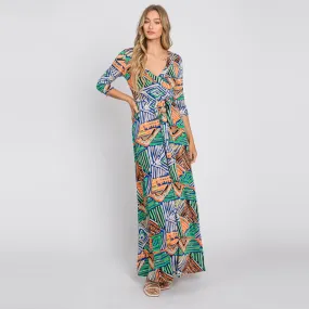 Electric Geo Venechia Maxi Wrap Dress