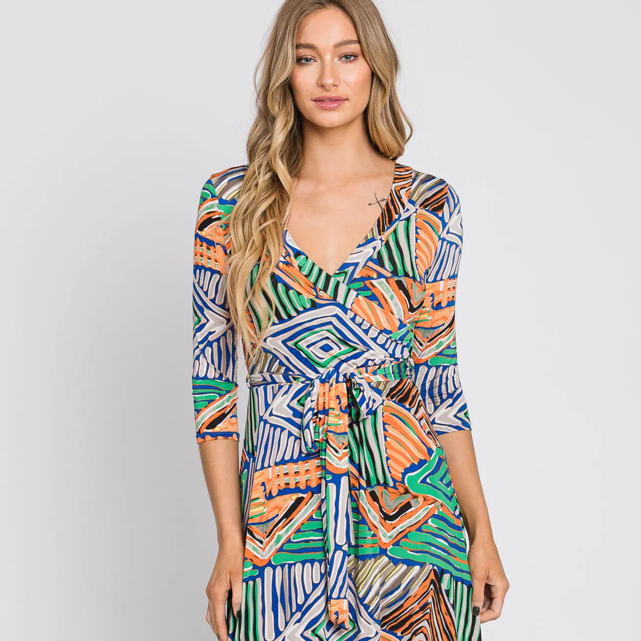 Electric Geo Venechia Maxi Wrap Dress