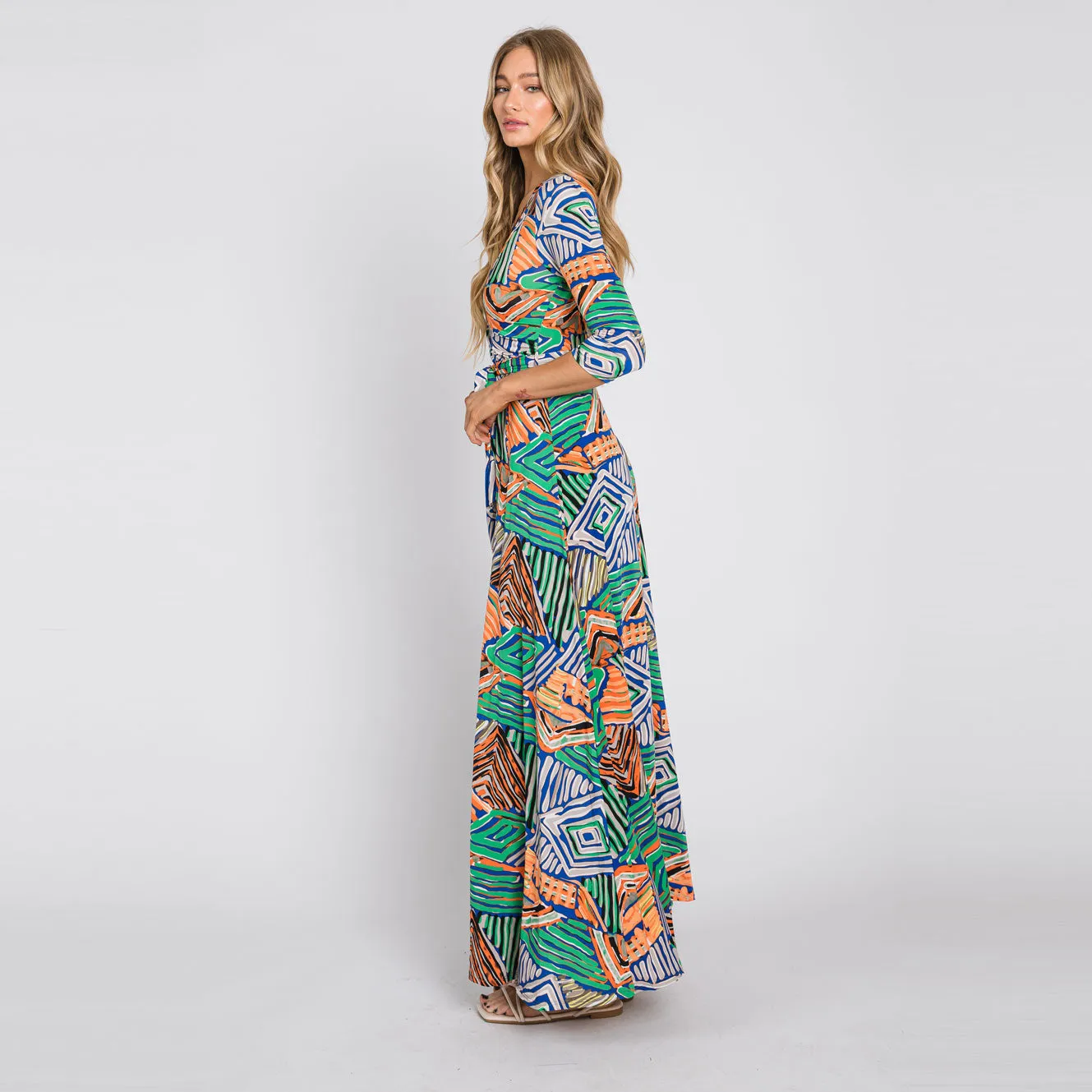 Electric Geo Venechia Maxi Wrap Dress