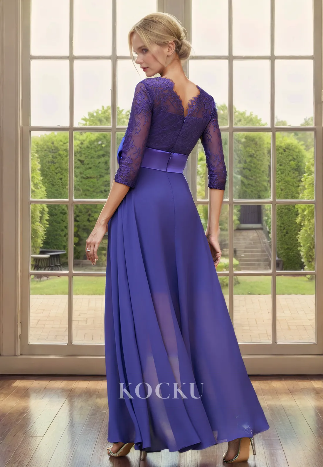 Elegant & Luxurious Bowknot Belt Two-Piece Chiffon Cocktail Mother of the Bride Dress