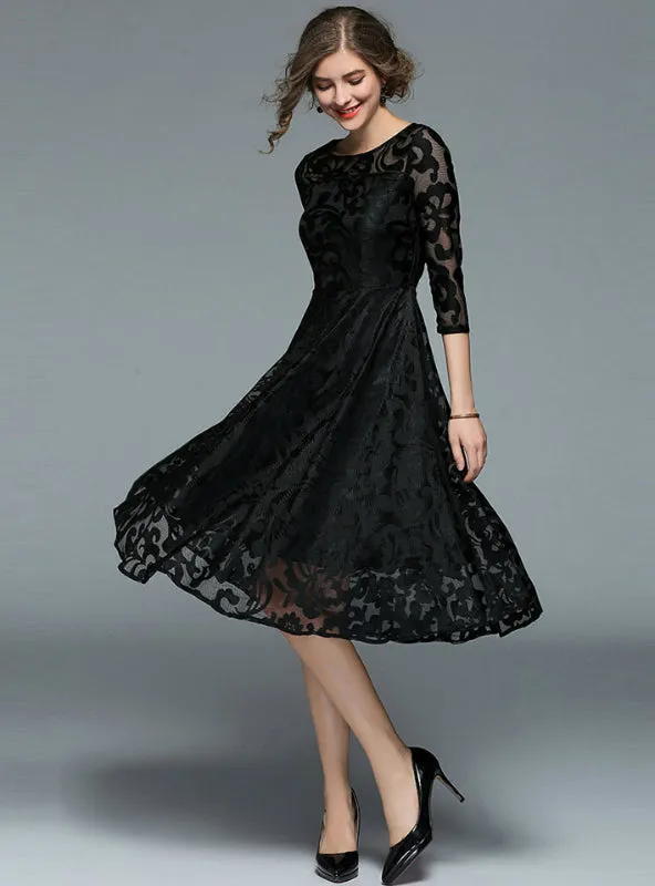 Elegant Slim Ladies Party Dress Women Casual Lace Dresses