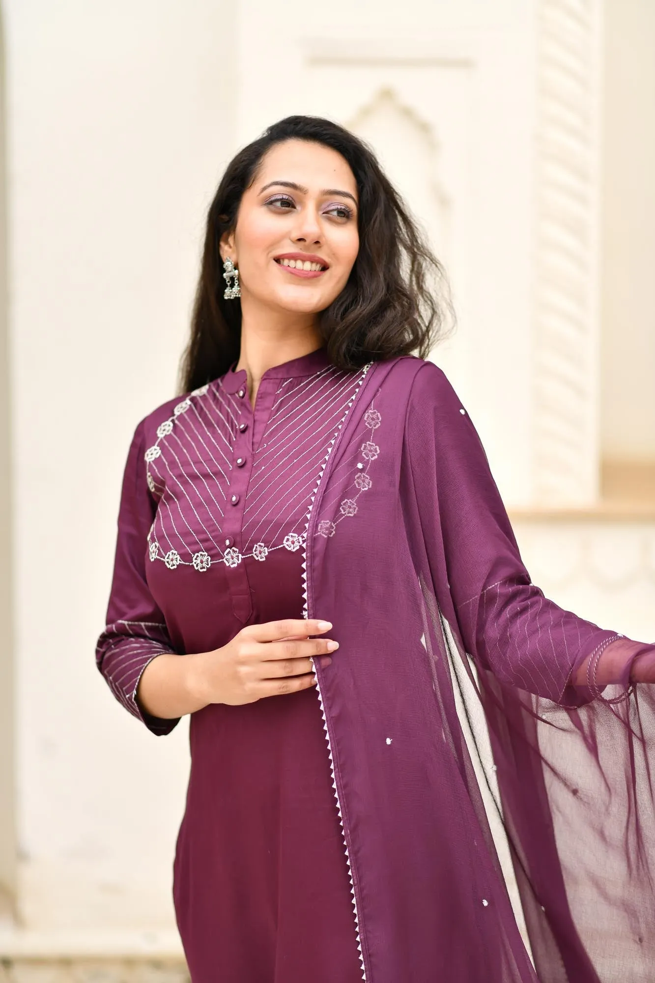 EMBROIDERED KURTA-PANTS & DUPATTA SET