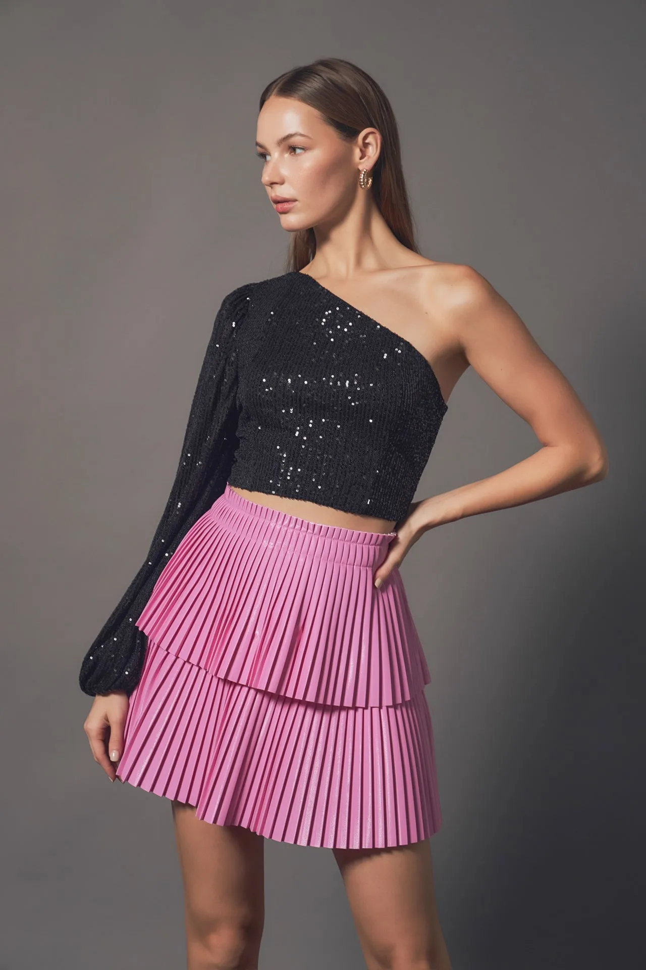 Endless Rose - One Sleeve Sequin Top