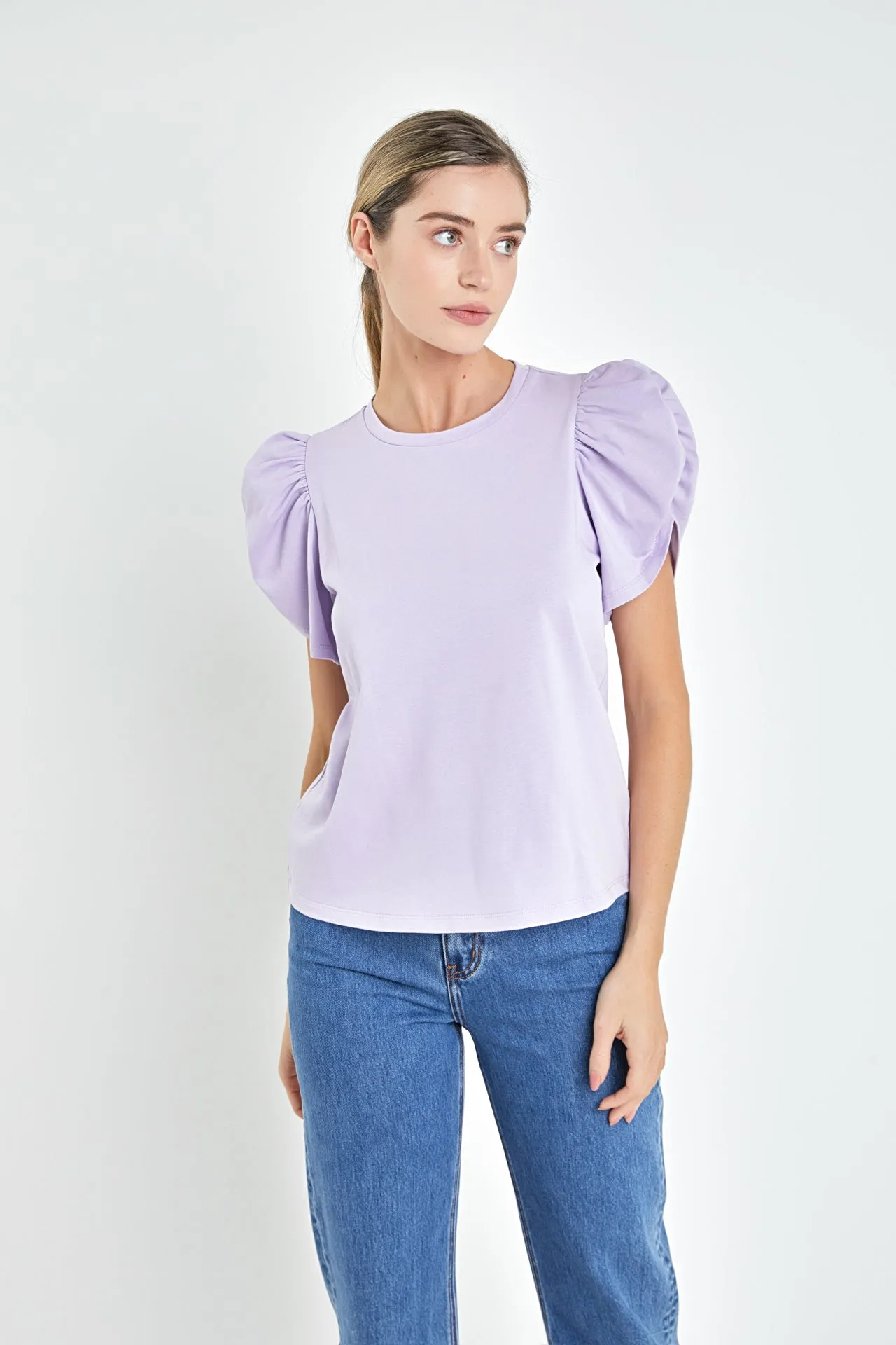 English Factory - Ruched Sleeve T-Shirt