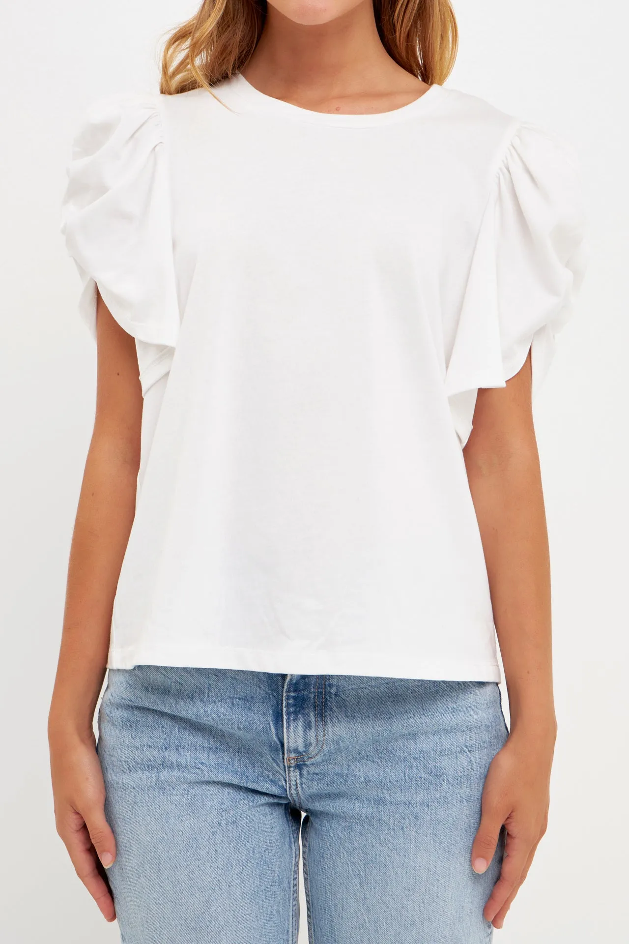 English Factory - Ruched Sleeve T-Shirt