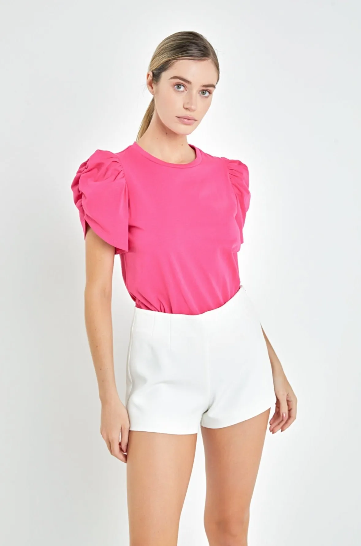 English Factory - Ruched Sleeve T-Shirt