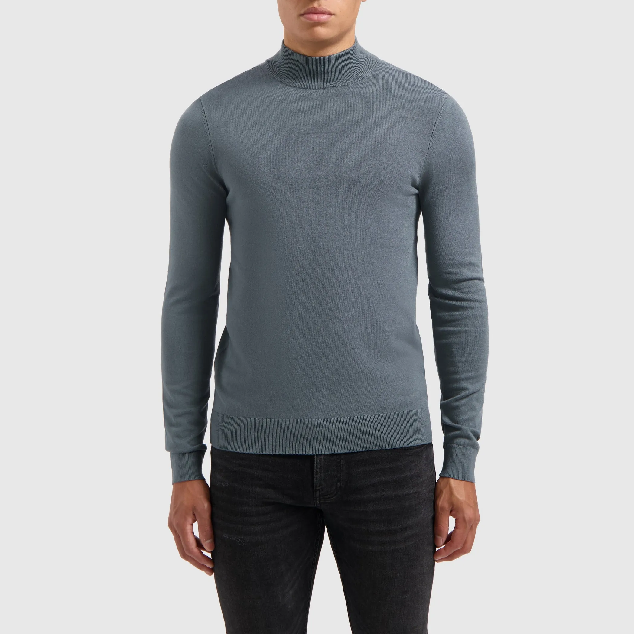 Essential Knitwear Mockneck Sweater | Blue