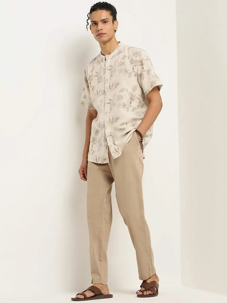 ETA Beige Printed Cotton Resort Fit Shirt