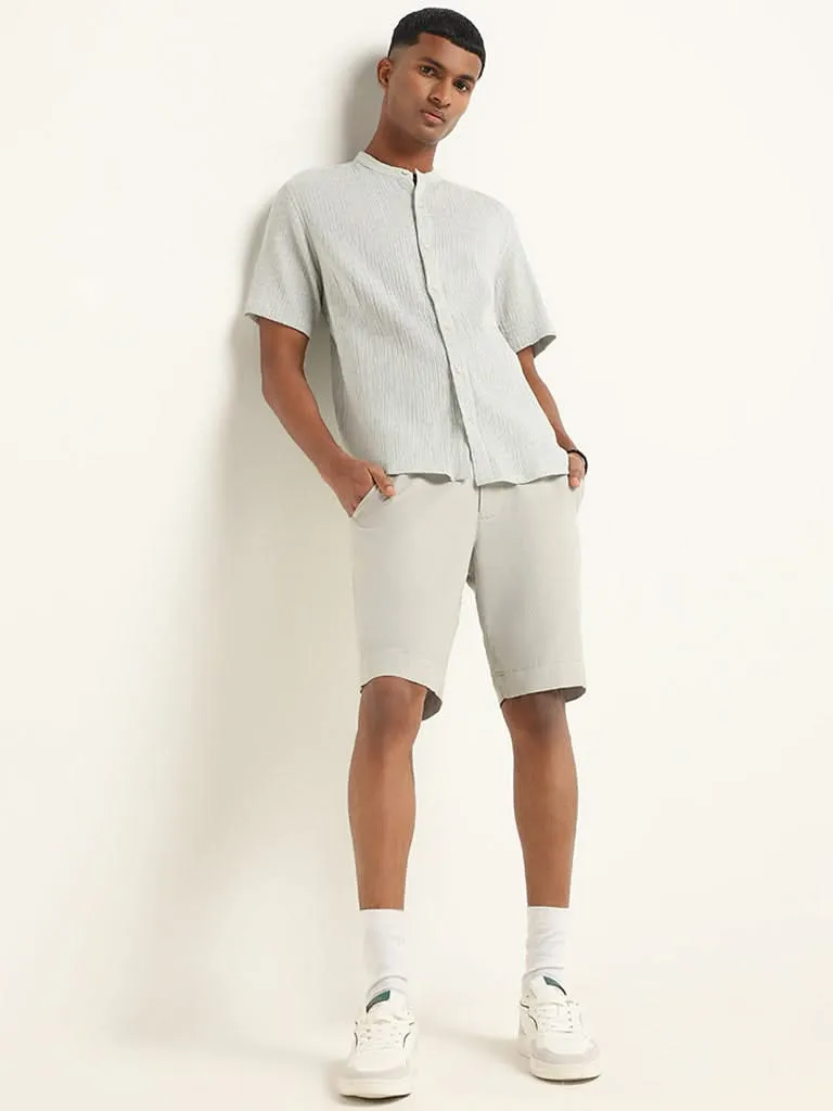 ETA Green Crinkled Cotton Resort Fit Shirt