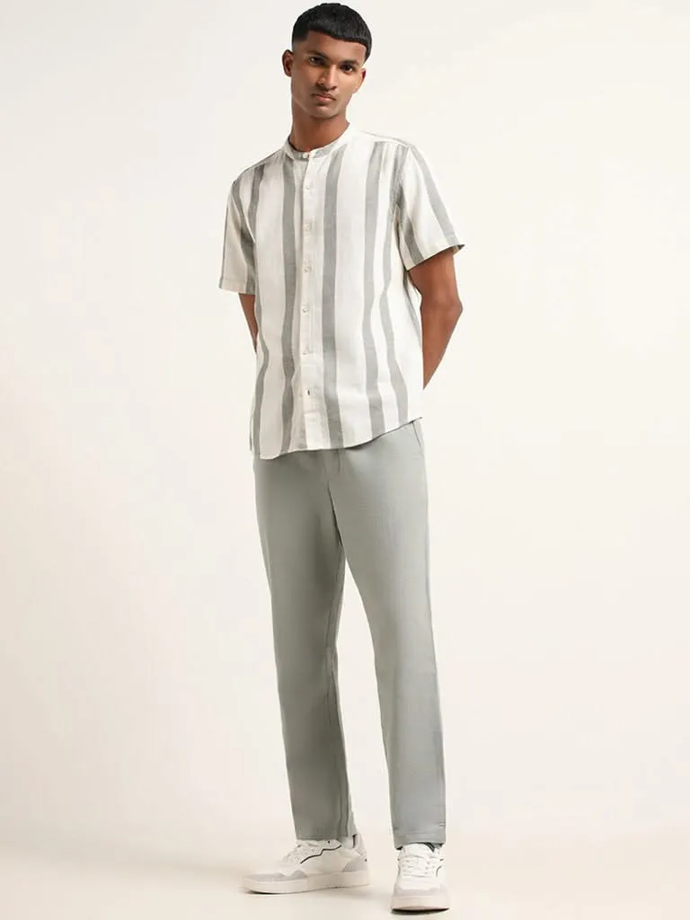 ETA Off White Striped Cotton Resort Fit Shirt