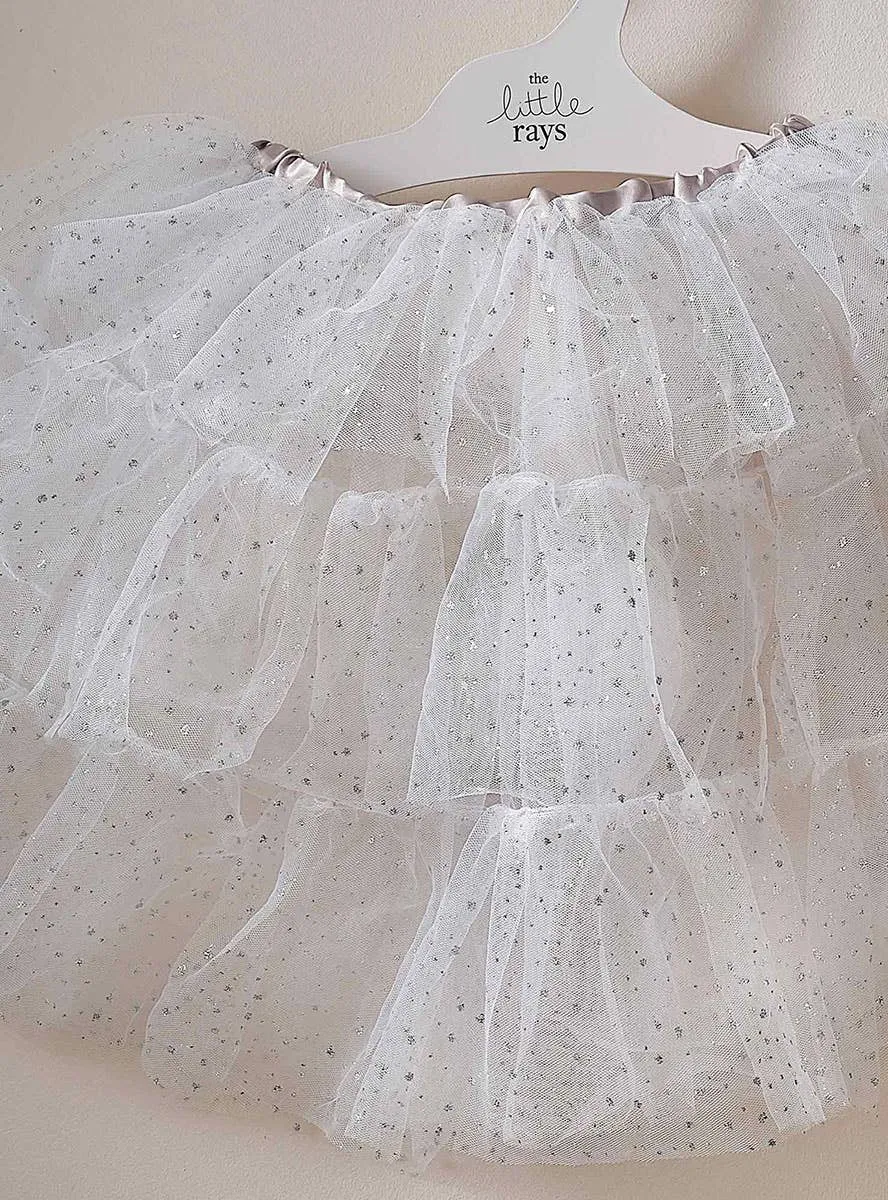 Fairy Princess Girls Deluxe White Tutu with Glitter