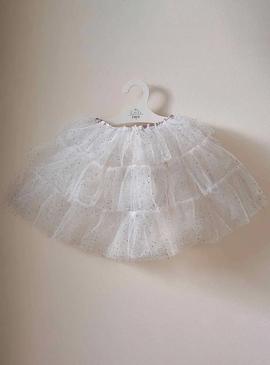 Fairy Princess Girls Deluxe White Tutu with Glitter