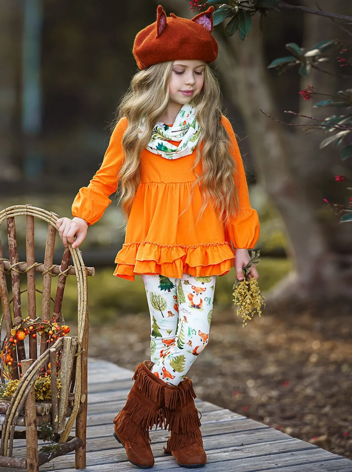 Fall Frolic Tunic, Legging and Scarf Set