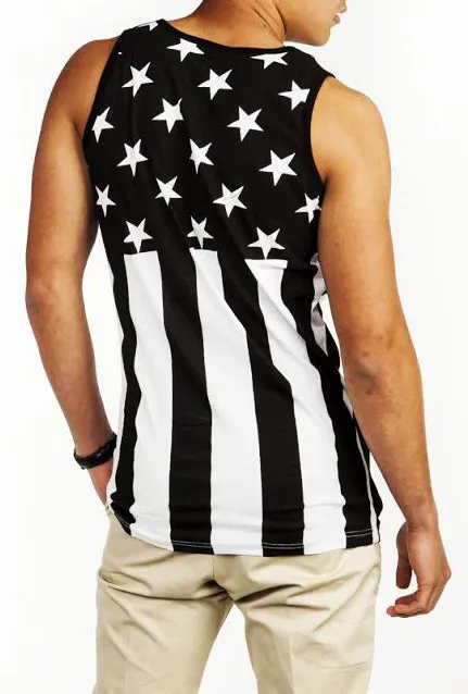 FLAG BLACK AND WHITE MENS TANK