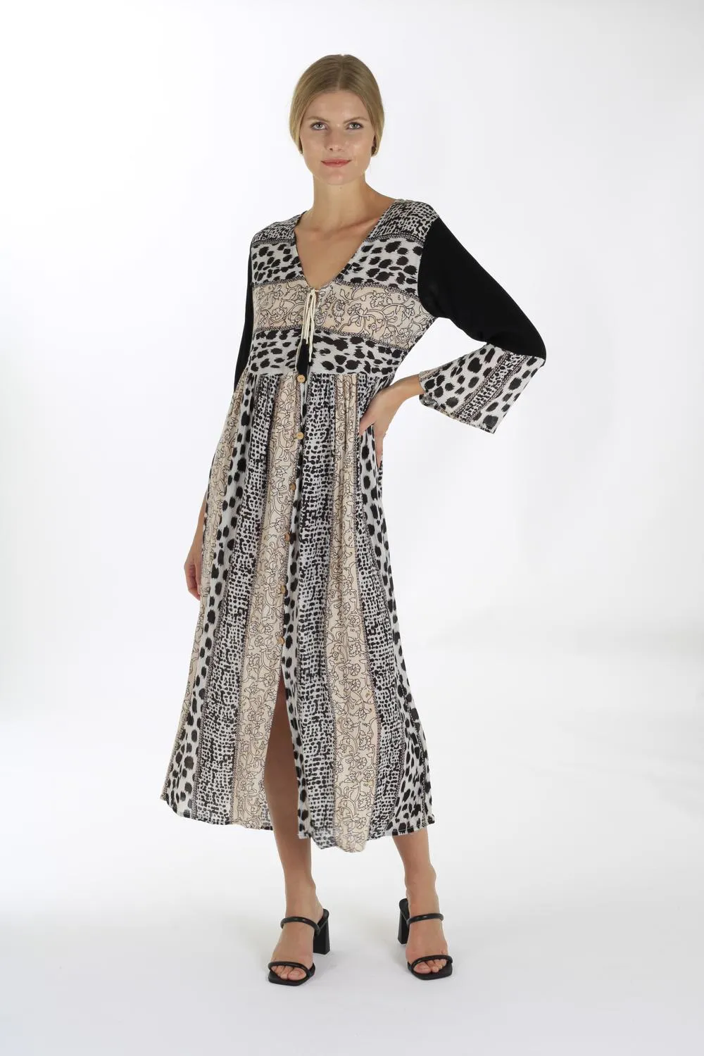 Georgia Wrap Animal Print Long Dress